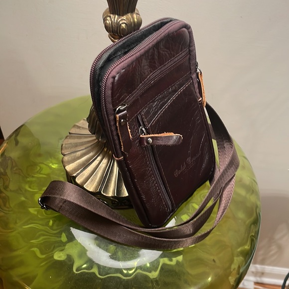 Mini Leather Purse Shoulder Bag Crossbody Bag Vintage Gold Brown Genuine Leather - Picture 4 of 4